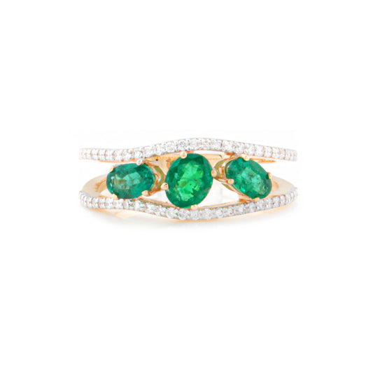 Garden Trio Emerald Ring