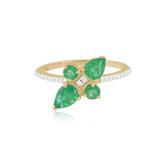 Duo Bloom Emerald Ring